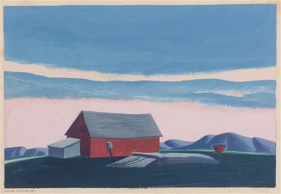 Appraisal: Sale Lot Dale Nichols American - Red Barn gouache on