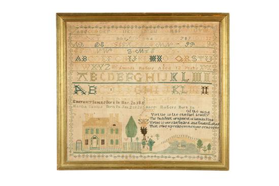 Appraisal: OHIO WESTERN RESERVE SAMPLER Huron now Erie County ca silk