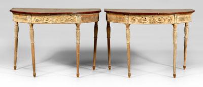 Appraisal: Fine pair Adam carved pier tables each with elaborate marquetry