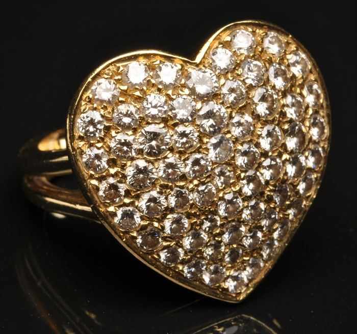 Appraisal: DIAMOND HEART RING Unmarked size