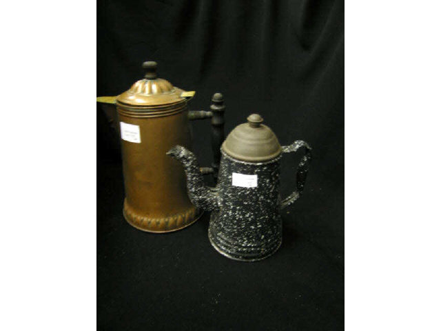 Appraisal: Graniteware Copper Coffeepot