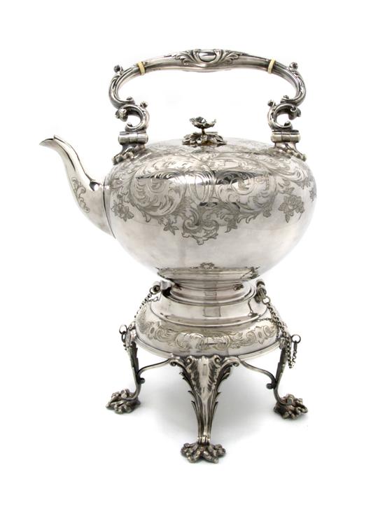 Appraisal: A English Silverplate Teapot on Stand Birmingham Height overall inches