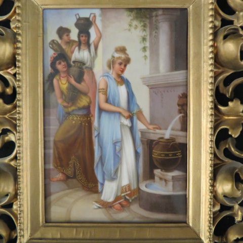 Appraisal: Superb Painting on Porcelain Plaque maidens fetching water at the