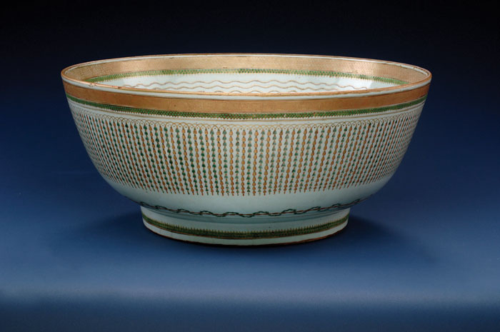 Appraisal: IMPRESSIVE CHINESE EXPORT PORCELAIN PUNCH BOWL THE EXTERIOR UNUSUALLY DECORATED