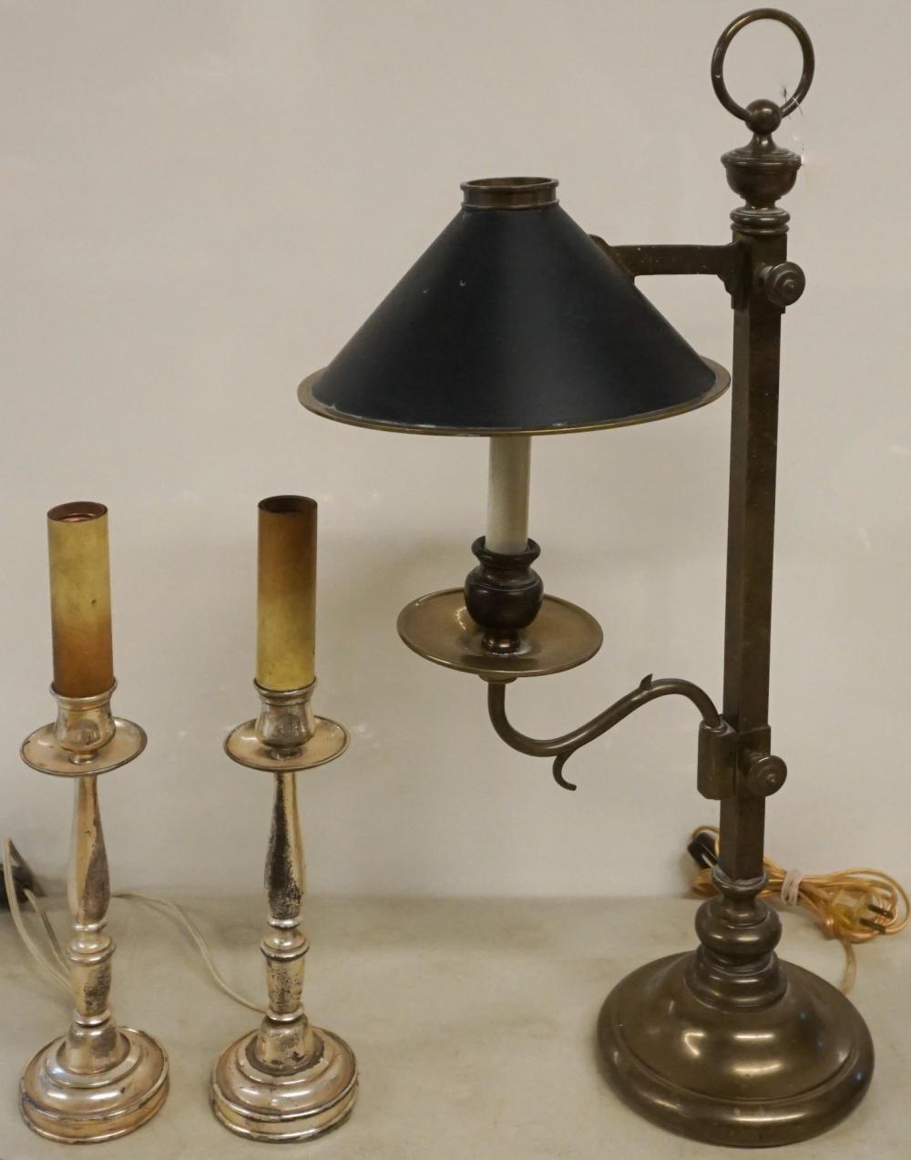 Appraisal: Pair of Silverplate Candlesticks Converted to Table Lamps wired as