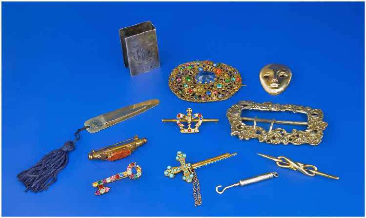 Appraisal: Collection Of Jewellery And Silver Items Comprising Silver Match Box