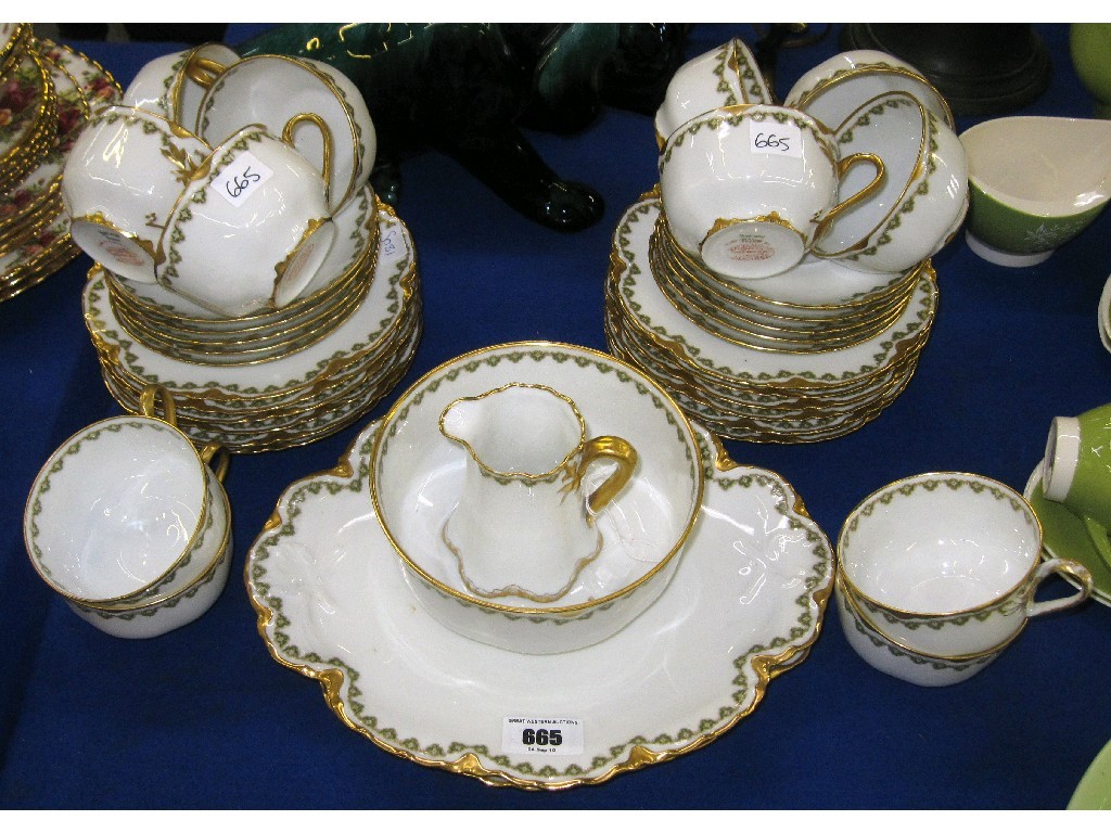 Appraisal: Haviland Limoges teaset with green and gilt decoration