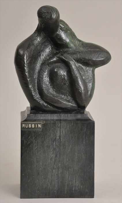 Appraisal: ROBERT RUSSIN - FAMILY EMBRACE Bronze x x in on