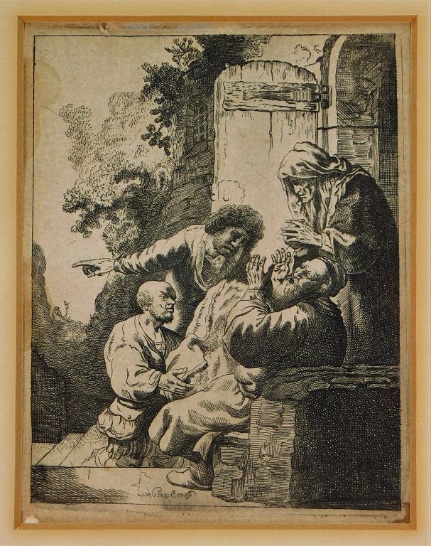 Appraisal: Johann Hertel After Rembrandt Biblical Etching Johann Georg Hertel Germany