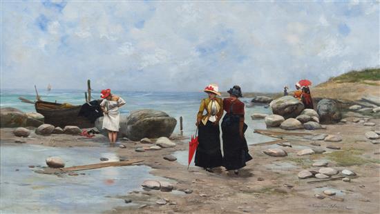 Appraisal: Sale Lot Wladyslaw Wankie Polish - Beach at Deauville oil