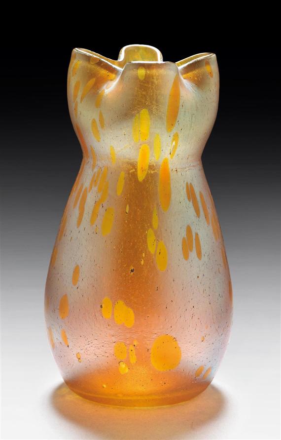 Appraisal: LOETZ attributed to VASE circa Yellow glass with iridescent blue