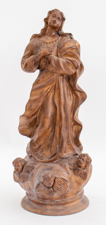 Appraisal: MADONNA OF THE ASSUMPTION PORTUGUESE TERRACOTTA Madonna of the Assumption