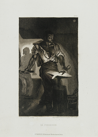 Appraisal: EUG NE DELACROIX Un Forgeron Aquatint x mm x inches