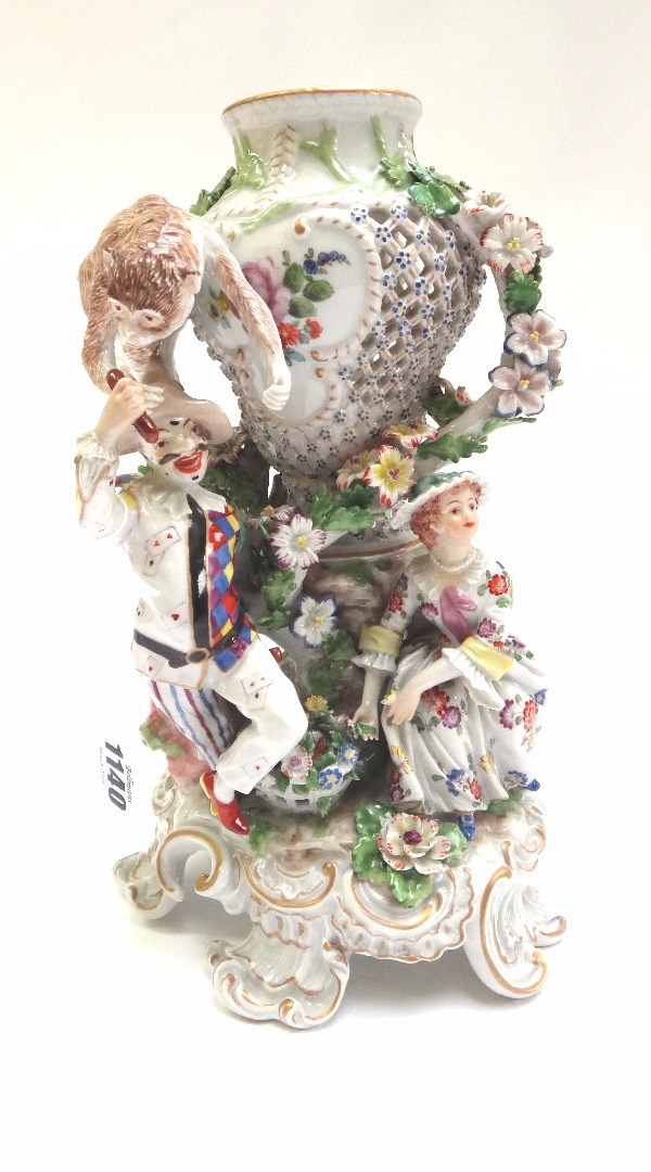 Appraisal: A Meissen style porcelain figural vase early th century with