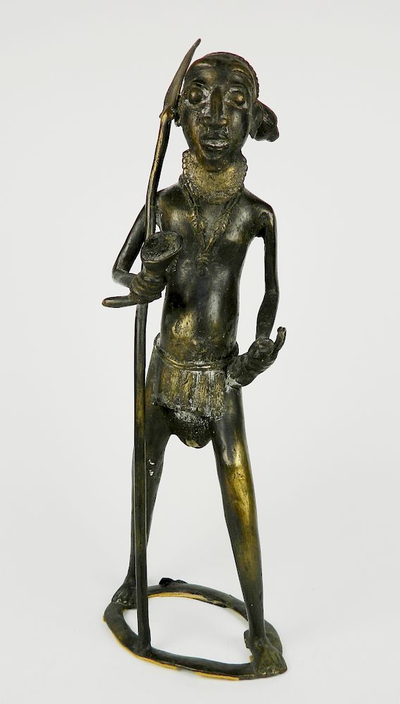 Appraisal: Cameroon standing male figure Cameroon standing male figure brass ''h