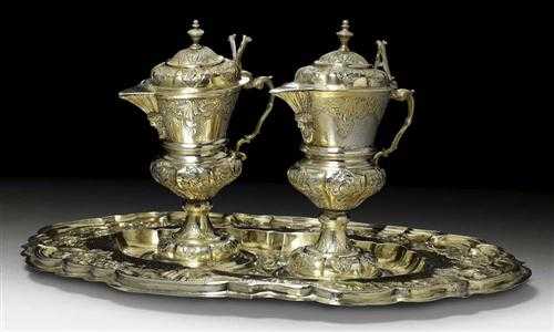 Appraisal: SILVER-GILT VESSELS FOR MASS Augsburg mid th century Maker's mark