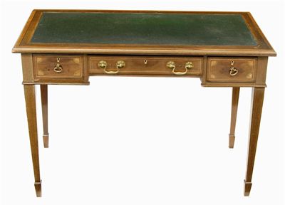 Appraisal: An Edwardian mahogany and satinwood banded writing table inlaid stringing