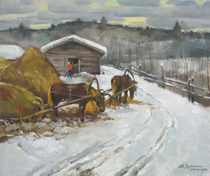 Appraisal: Mark Kremer Russian Contemporary Winter Horses Oil on canvas signed