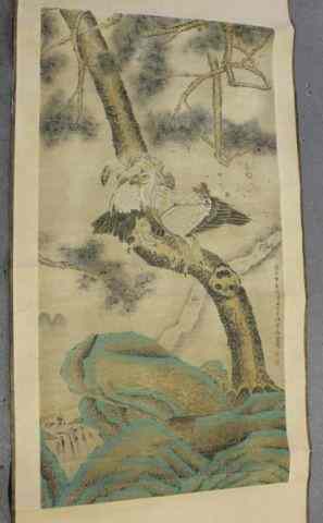 Appraisal: Chinese Scroll Painting of Eagles From a Fullerton CA estate