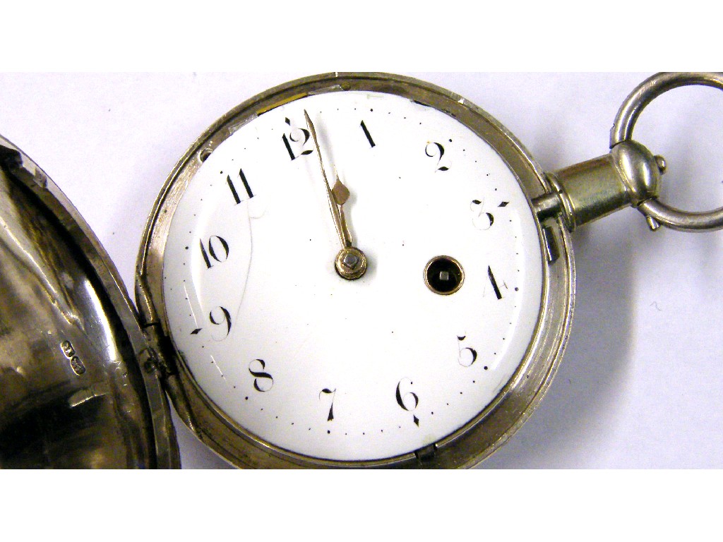 Appraisal: Silver fusee verge hunter pocket watch hallmarked London the movement