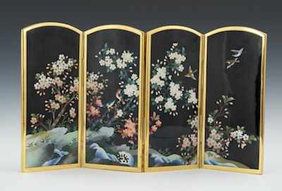 Appraisal: A Signed Inaba Cloisonne Table Top Folding Screen ca 's