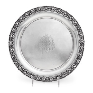 Appraisal: A Tiffany Co Silver Tray with a scroll and shell