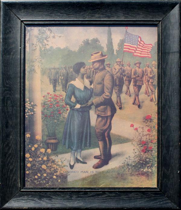 Appraisal: BLACK AMERICANA WWI CHROMOLITHOGRAPH ''The Colored Man is No Slacker''