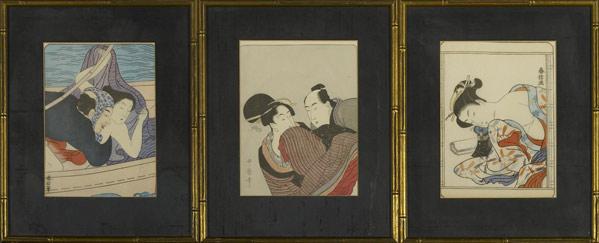 Appraisal: SIX JAPANESE WOODBLOCK PRINTS th and th c All framed