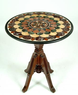 Appraisal: A SPECIMEN MARBLE AND WALNUT OCCASIONAL TABLE th century the