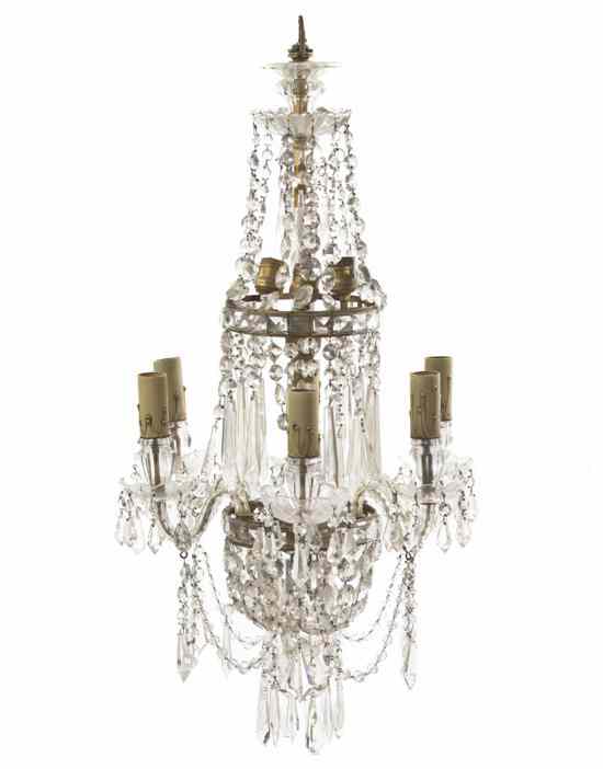 Appraisal: A Cut Glass Nine-Light Chandelier having cased glass candle arms