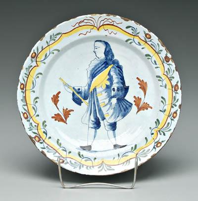 Appraisal: Delft shallow bowl William of Orange figure with staff in