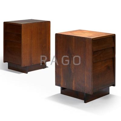 Appraisal: GEORGE NAKASHIMA NAKASHIMA STUDIOS Pair of three-drawer bedside tables New