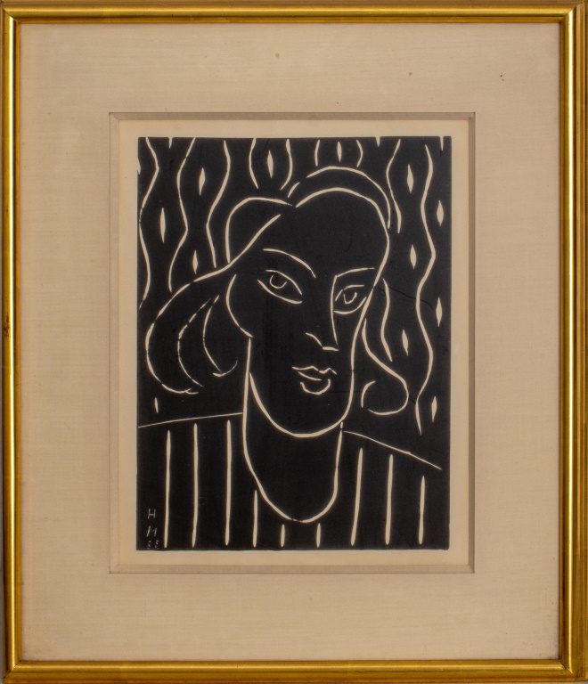 Appraisal: HENRY MATISSE TEENY LINOCUT ON PAPER Henry Matisse French -