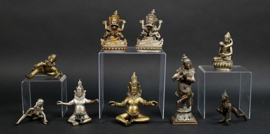 Appraisal: Erotic bronzes some with silver and gold gilt Tallest