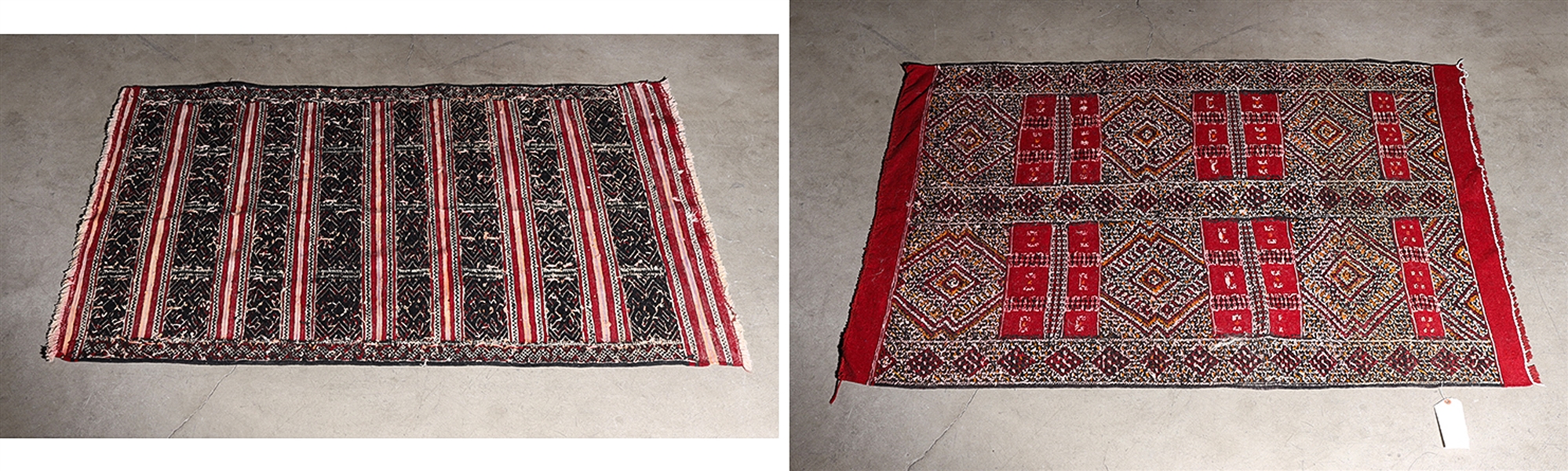 Appraisal: Lot of two Afghan Kilim rugs both hues of red