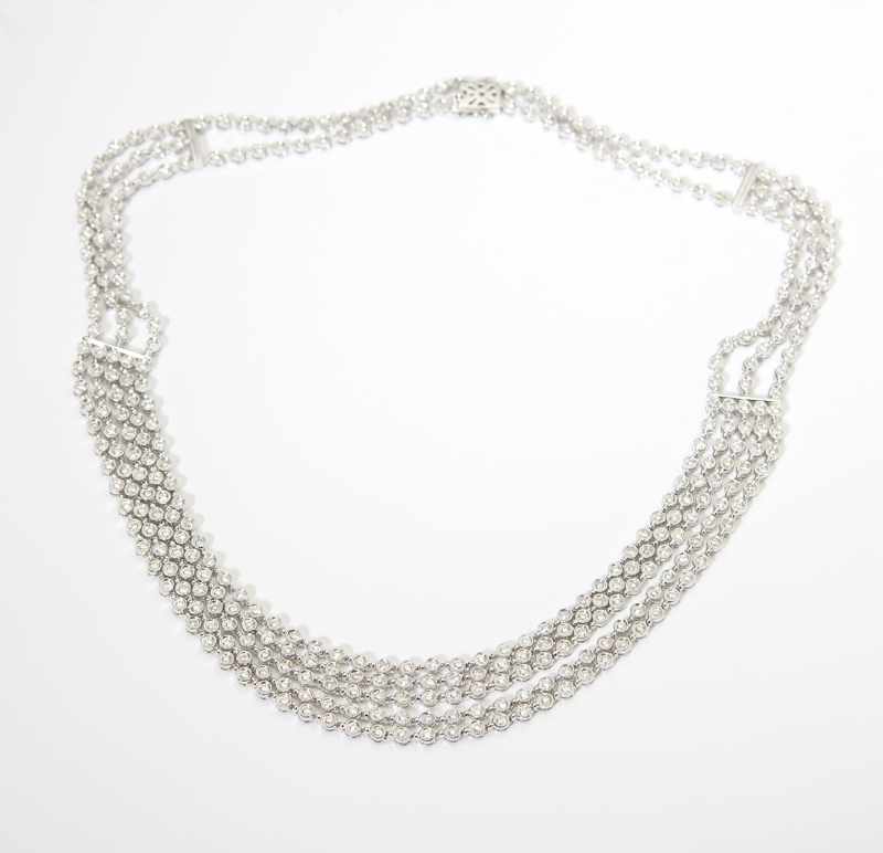 Appraisal: A white gold and diamond multi-strand necklace K white gold