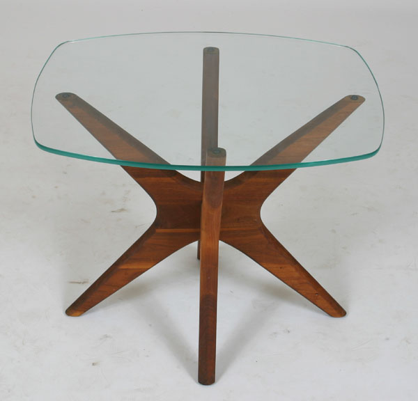 Appraisal: Vladimir Kagan style side table with glass top H x