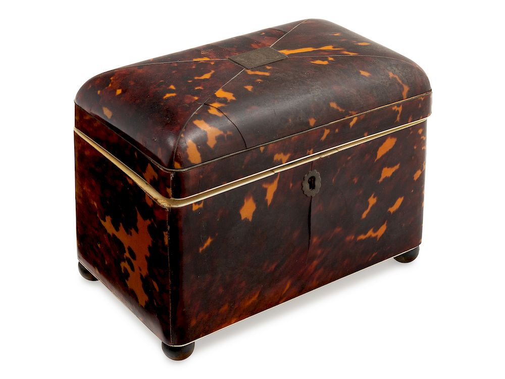 Appraisal: A Tortoise Shell Tea Caddy A Tortoise Shell Tea Caddy