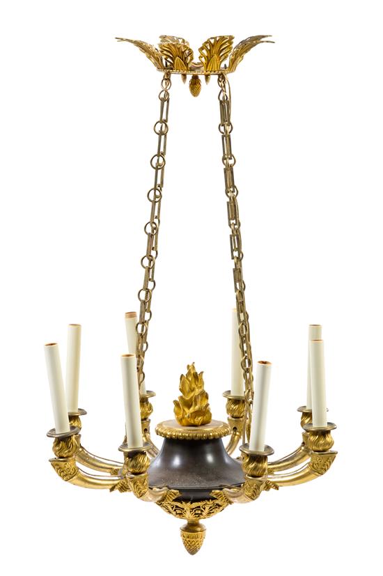 Appraisal: Sale Lot An Empire Gilt and Patinated Bronze Eight-Light Chandelier