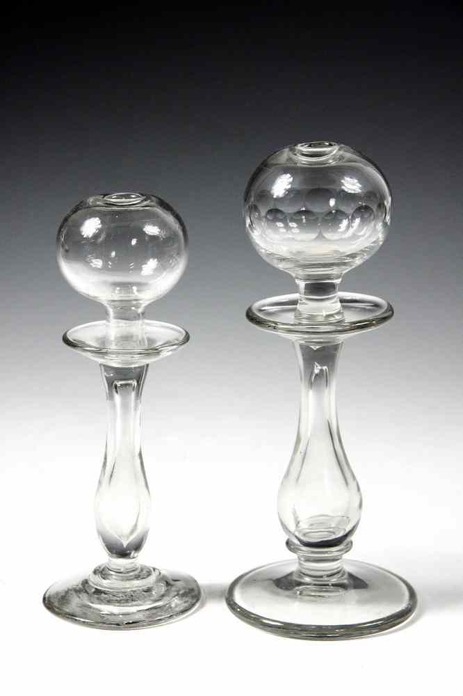 Appraisal: LACE-MAKER'S LAMPS - Two Blown Glass Lace Maker's Lamps or