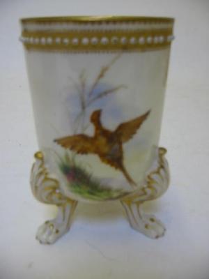 Appraisal: AN ENGLISH PORCELAIN CYLINDRICAL VASE late th century painted with