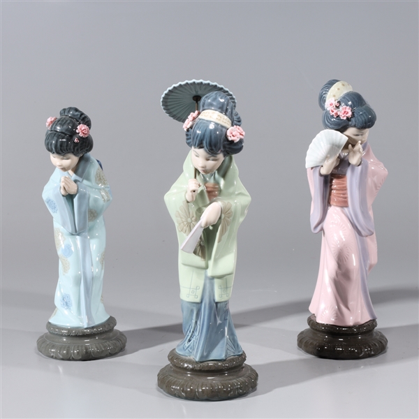 Appraisal: Group of three Lladro porcelain figures of Japanese girls overall