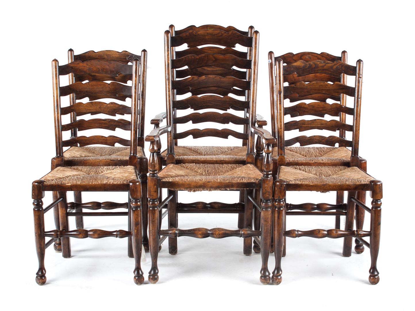 Appraisal: Six English Country oak ladder-back dining chairs th century each