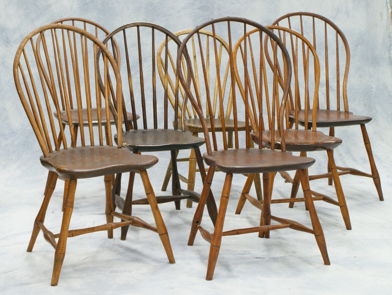 Appraisal: Assembled set of bowback side chairs some with small splits