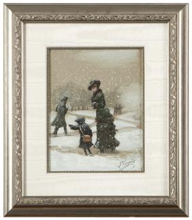 Appraisal: Leon Mother and child in a snowy park signed lower