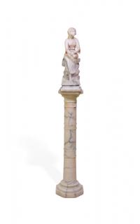 Appraisal: A CONTINENTAL CARVED MARBLE FIGURE ON PEDESTAL Late th early