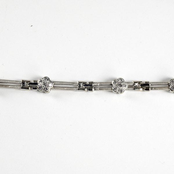 Appraisal: DIAMOND AND k WG BRACELET Double bar links and diamond