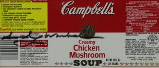 Appraisal: WARHOL Andy Signed Campbell's Chicken Mushroom Soup Label Signed at