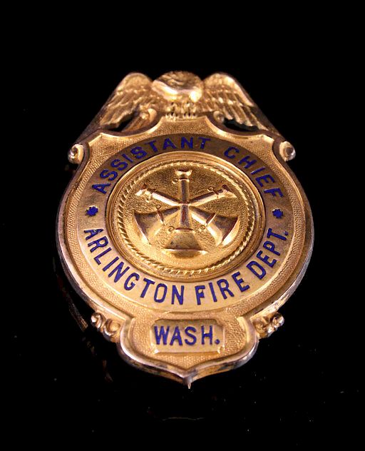 Appraisal: Arlington Fire Dept Assistant Chiefs Badge Gold Included in this