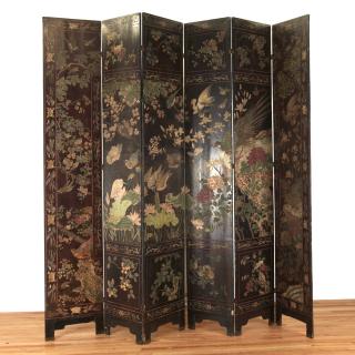 Appraisal: Huge Chinese -panel coromandel lacquer screen th c each panel